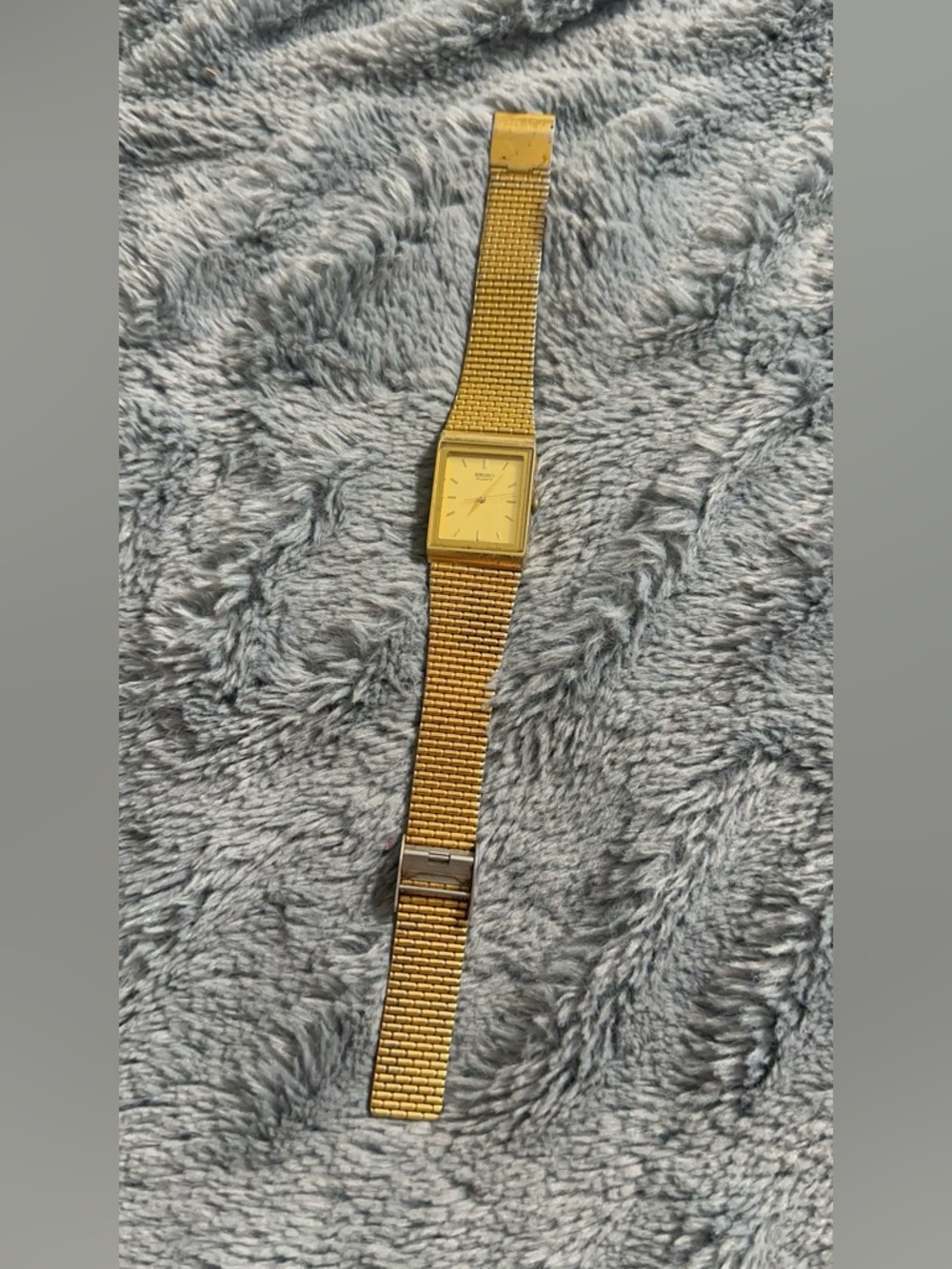 Seiko Gold-Tone Rectangular Men's Mesh Watch (see details)